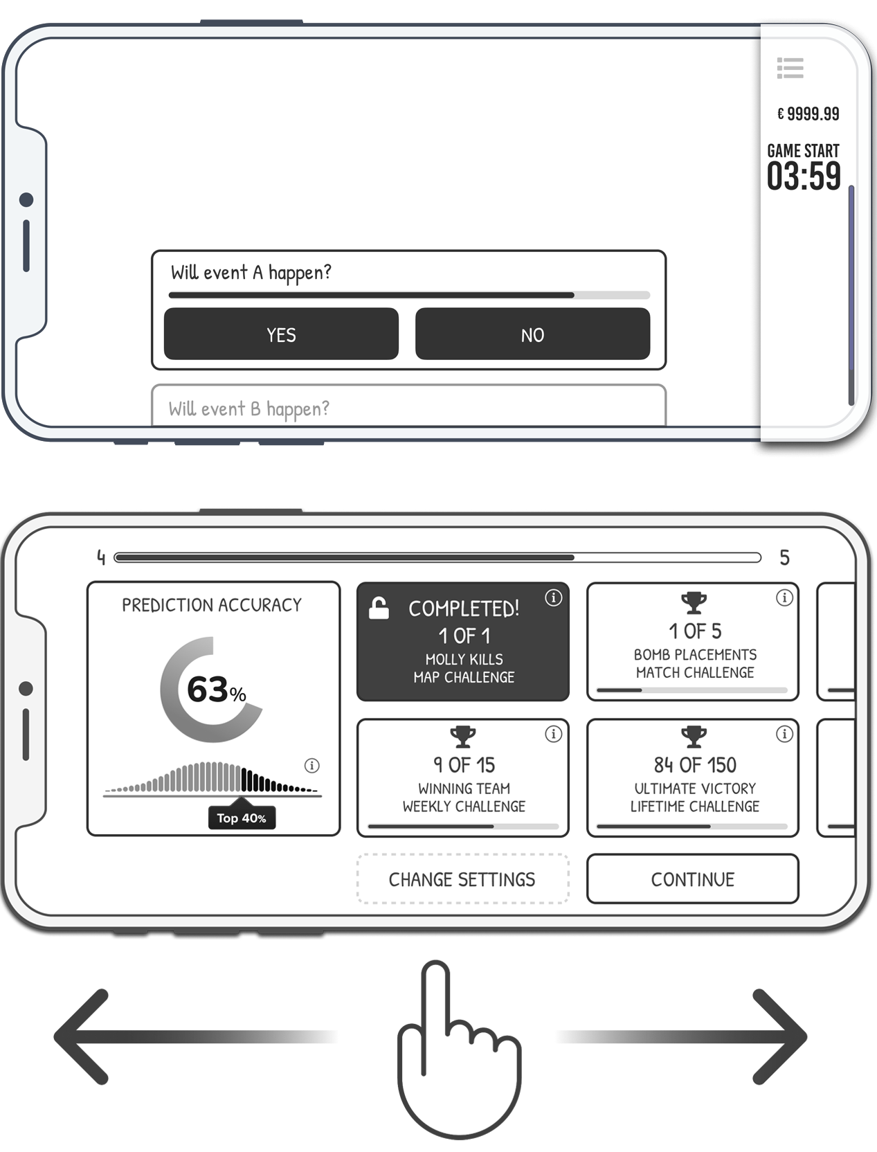 Early wireframes to outline the concept